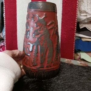 Handcrafted Red and Black Ceramic 1970 Skimo Vase